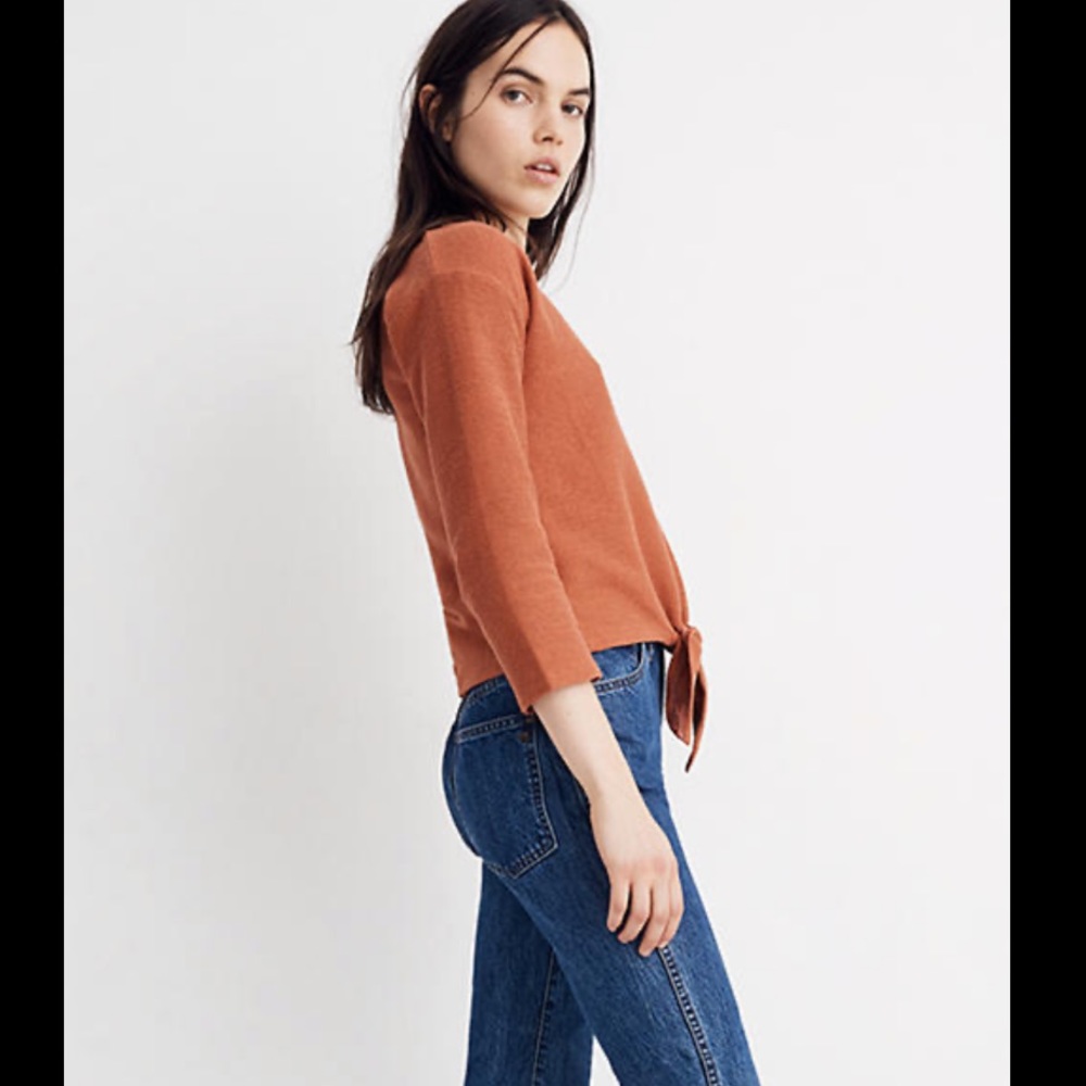 Madewell Texture Thread Long-Sleeve Tie-Front Top - Picture 5 of 12